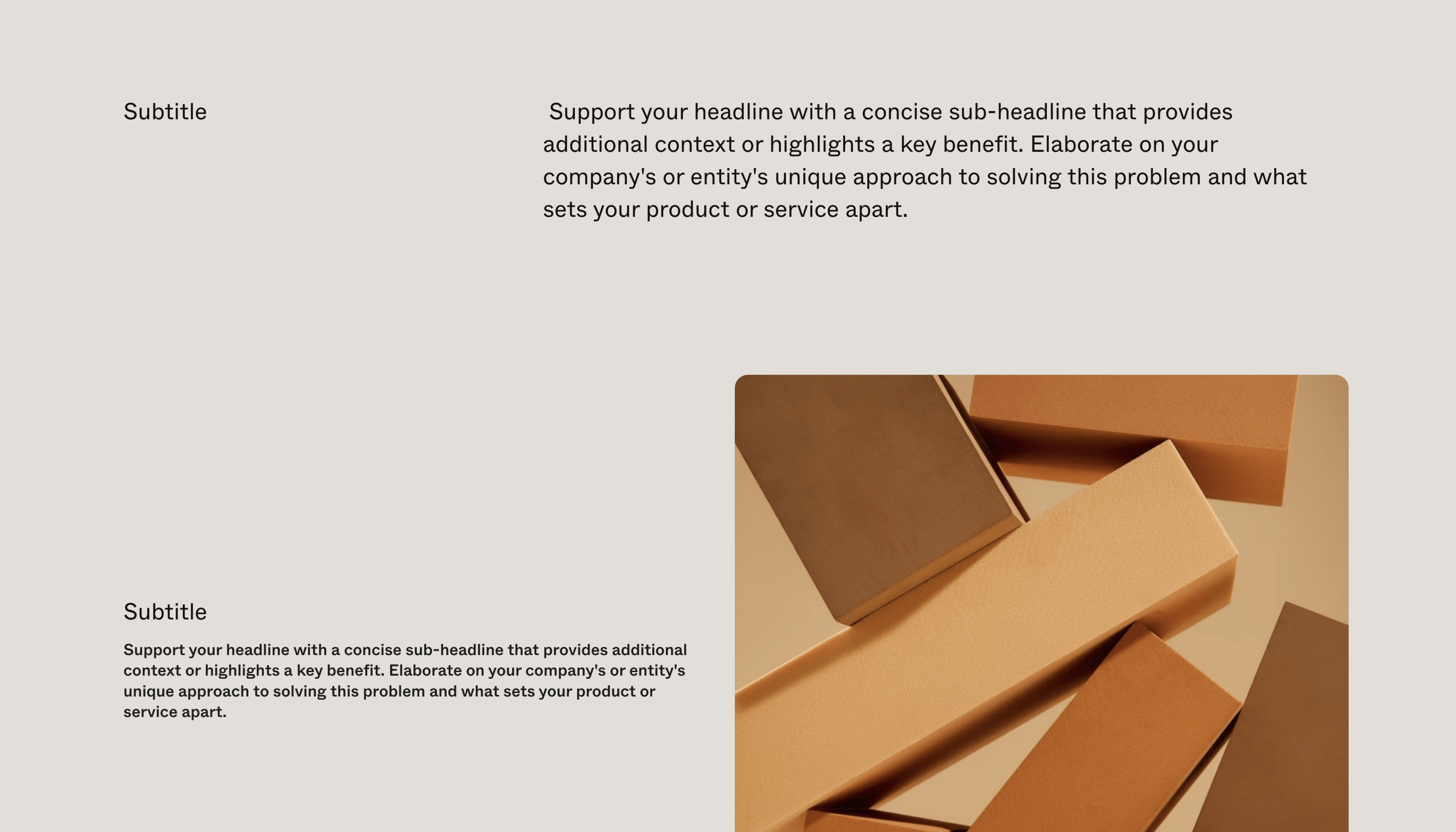 One Page Website – Sub-Headline Section