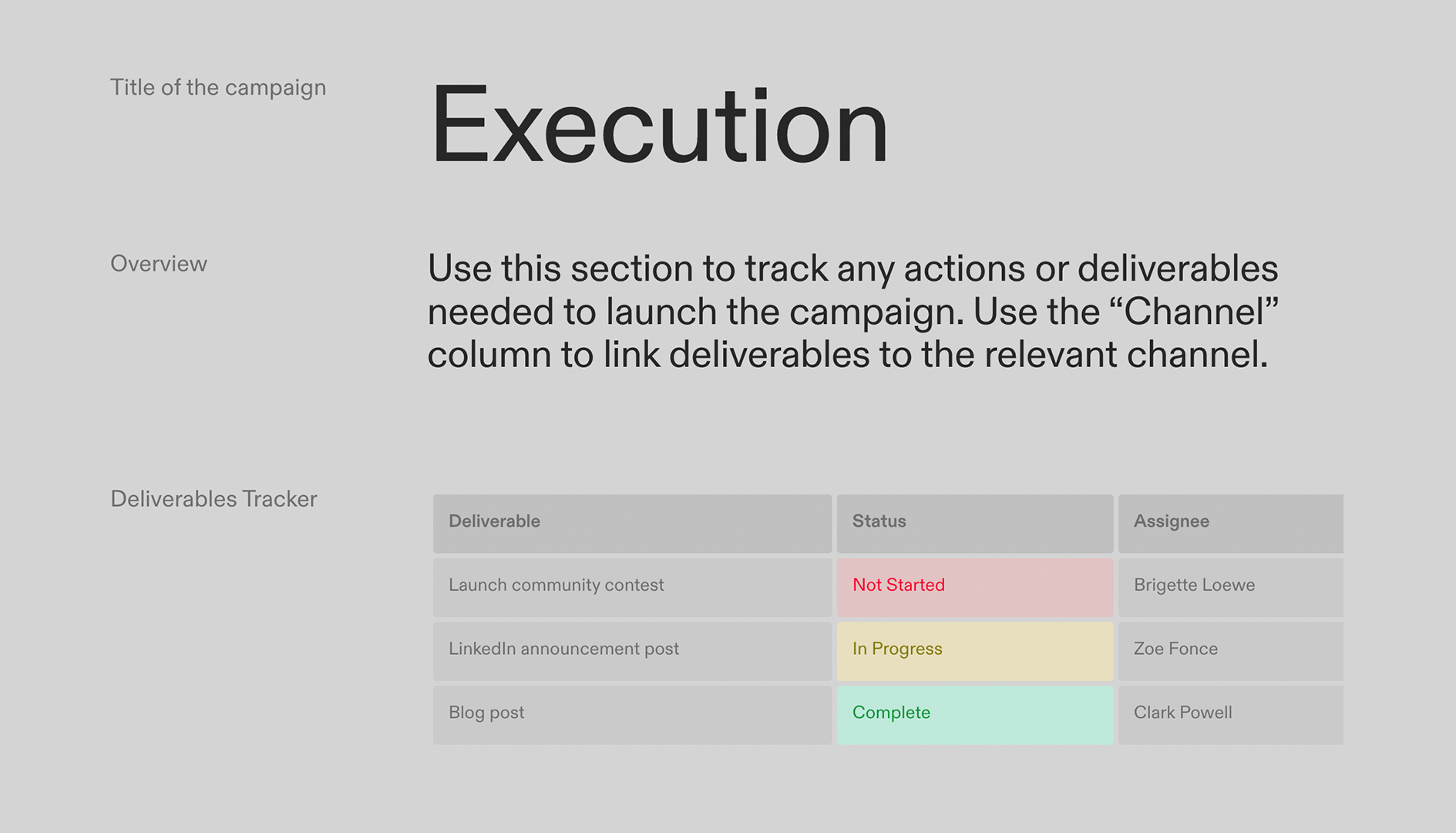 Marketing Campaign Brief Template - Execution