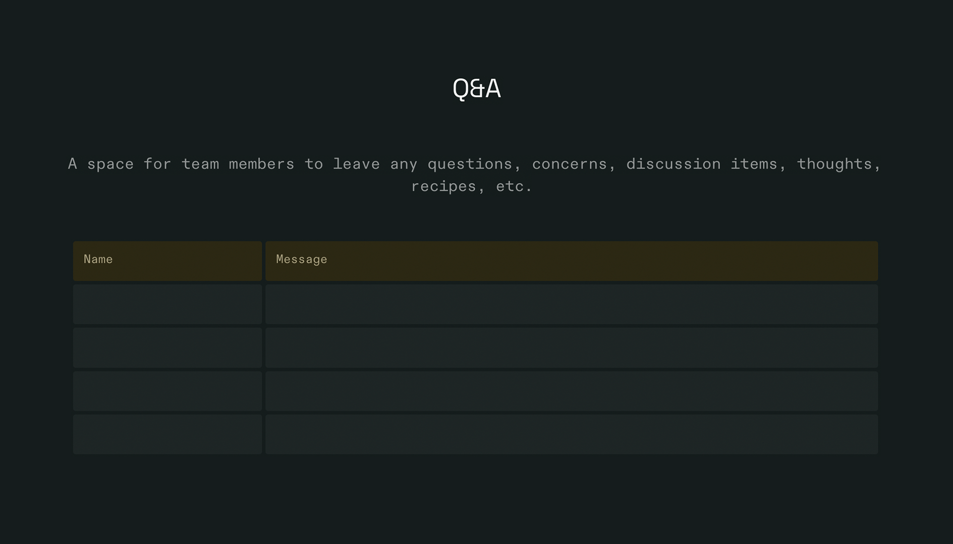 Weekly Company Update Template - Q&A