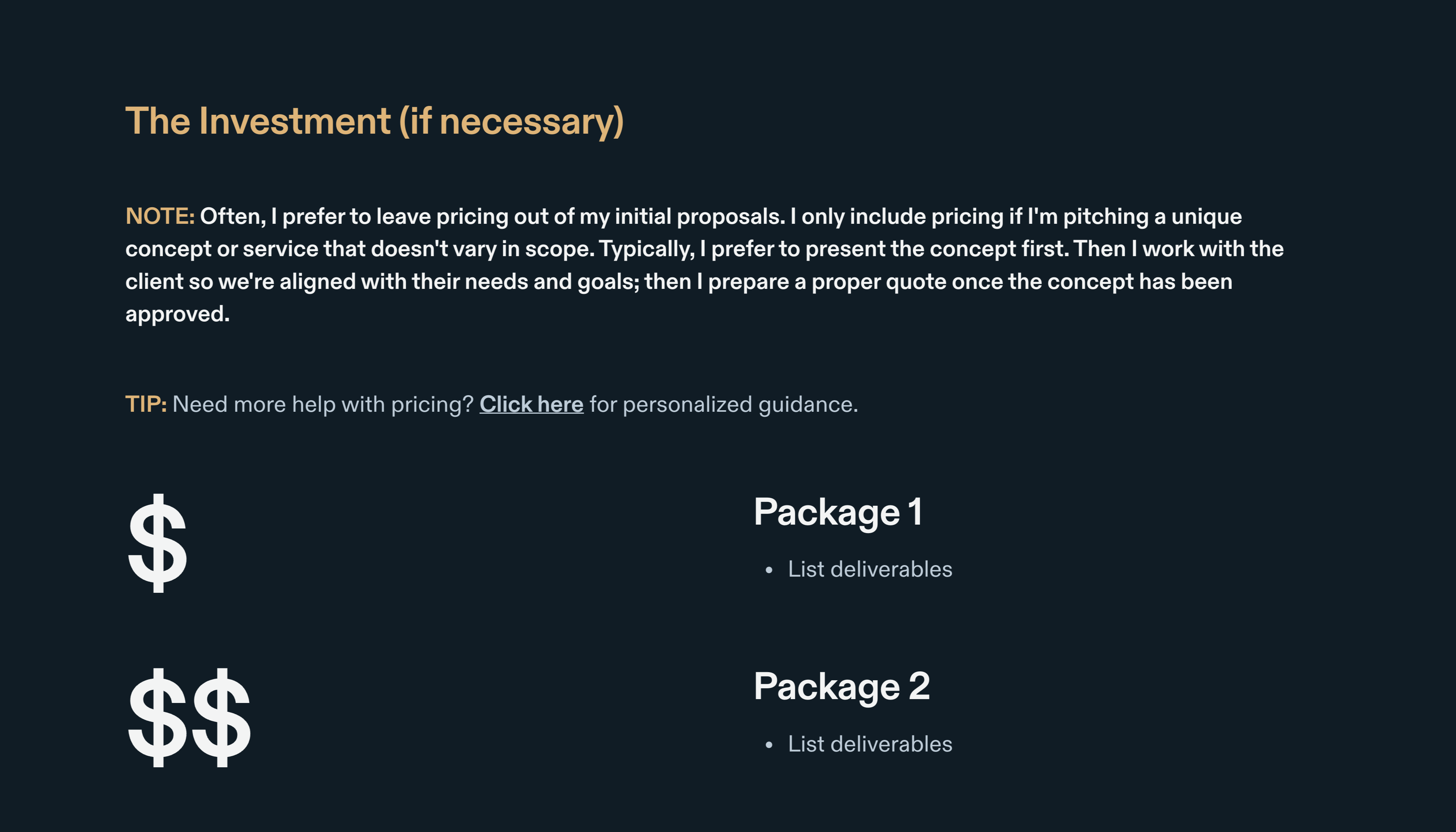 Pitch Deck — Investment Section